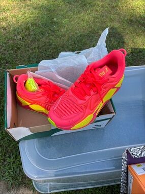 Puma Kids Neon Pink and Yellow Athletic Sneakers